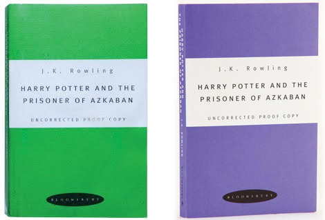 Prisoner of Azkaban proof copies: purple and green.