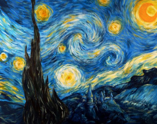 I found a super cool Hogwarts over starry night background paint by number  on ! Anyone can do these as long as you have a lot of patience! It's  $15 and called “