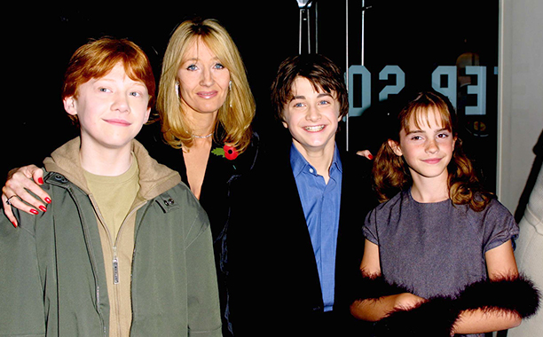 Rupert Grint, JK Rowling, Daniel Radcliffe and Emma Watson at the Harry Potter premiere in London.