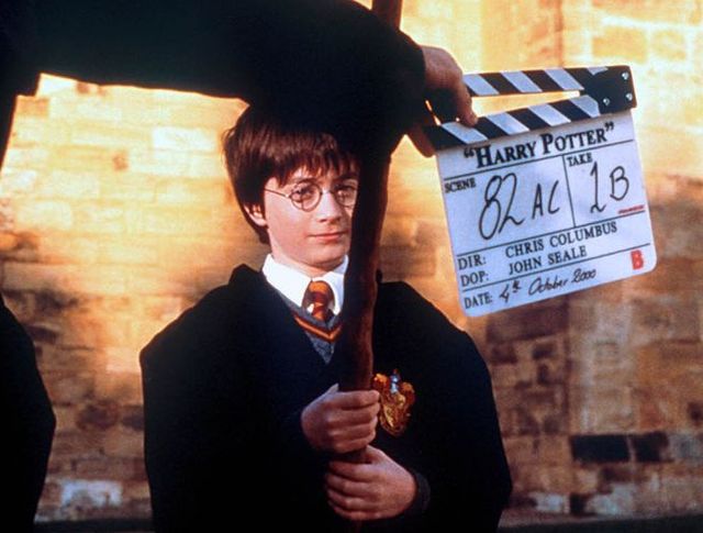 Behind the scenes: Daniel Radcliffe is about to film the Flying Class scene.