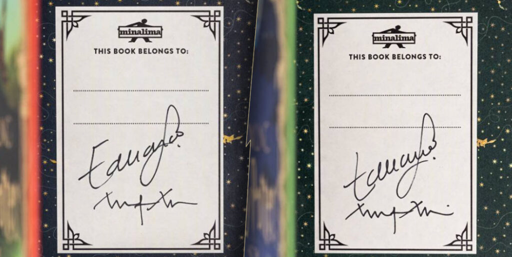 Signed copies of Harry Potter books by MinaLima