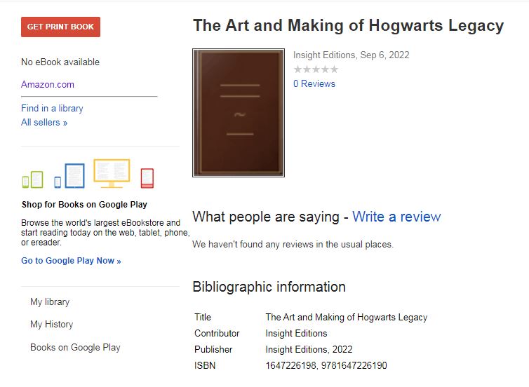 The Art and Making of Hogwarts Legacy on Google Books