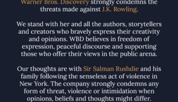 Warner Bros. Discovery statement regarding JK Rowling and Salman Rushdie